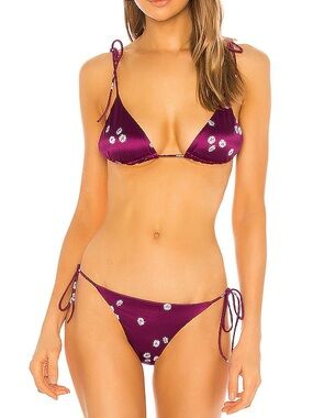 bond-eye Burgundy Floral Tie-Side Triangle Bikini